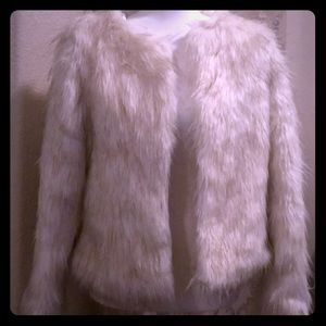 NWOT Off White Faux Fur Jacket